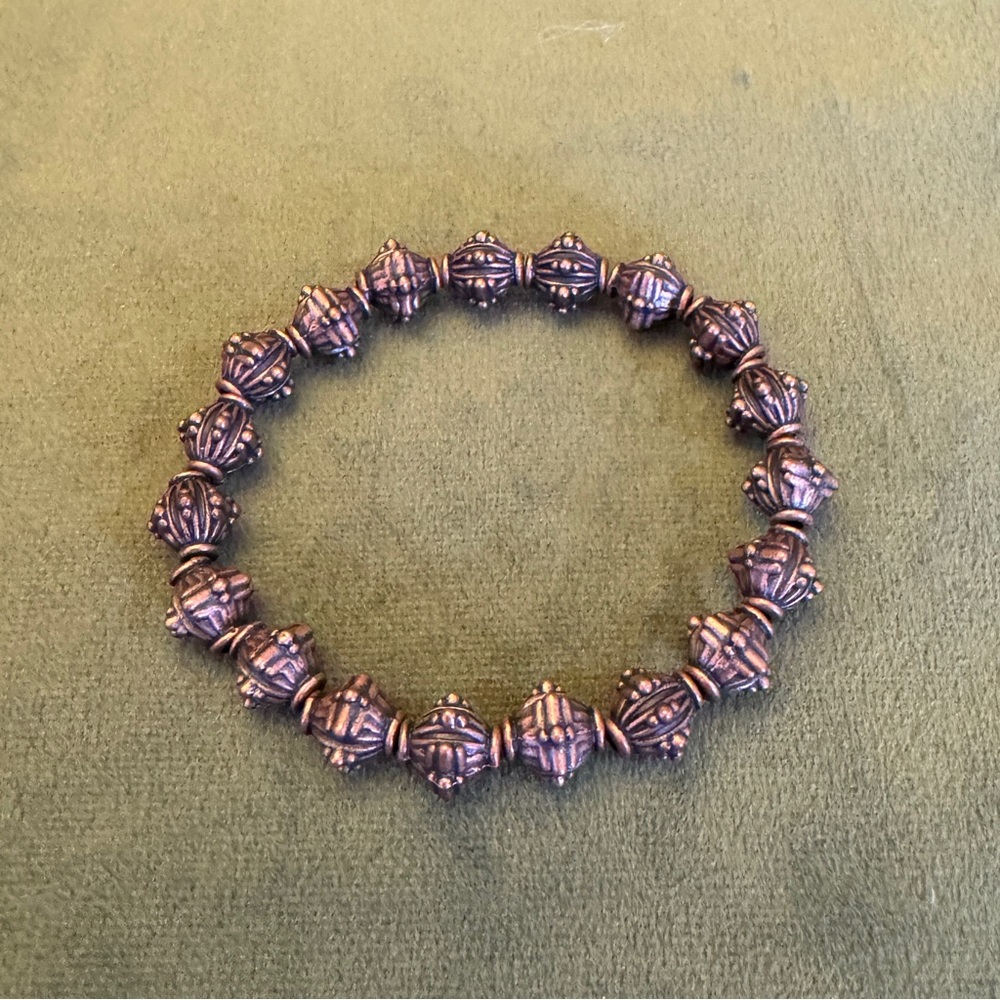 Copper Bead Slip On Bracelet